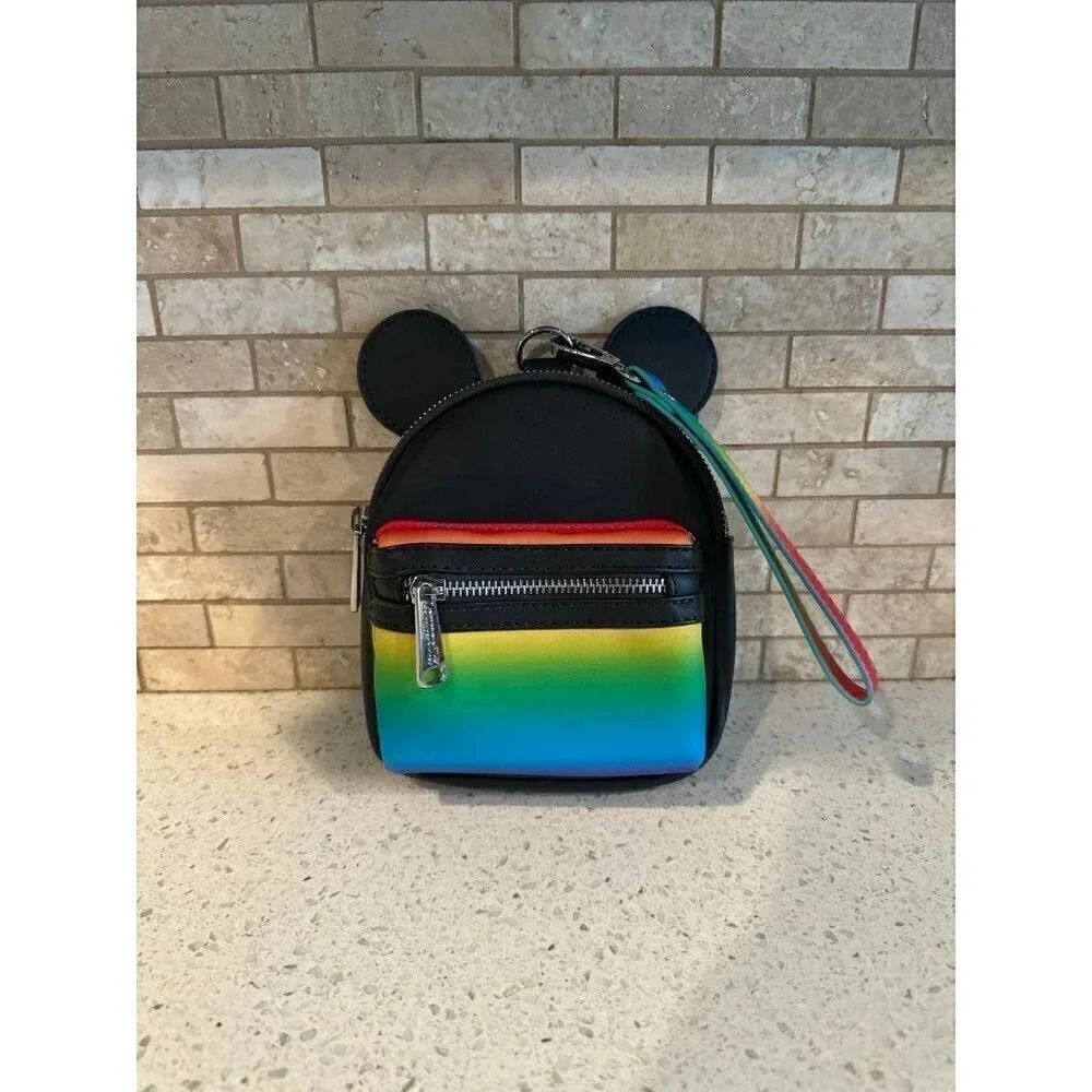 Disney Parks Loungefly Wristlet Mini Backpack Mickey Mouse Ears Rainbow 120